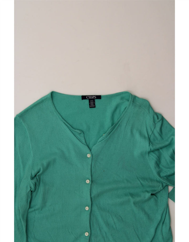 CHAPS Womens Cardigan Sweater UK 14 Large Green Cotton Vintage Chaps and Second-Hand Chaps from Messina Hembry 