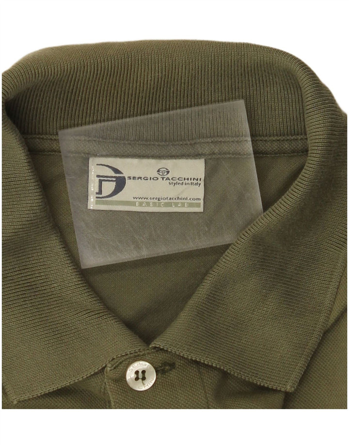 SERGIO TACCHINI Herren Poloshirt Small Khaki Colourblock