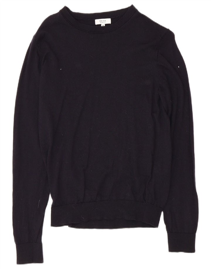 REISS Damen-Pullover mit U-Boot-Ausschnitt, UK 12, mittelmarineblaue Wolle