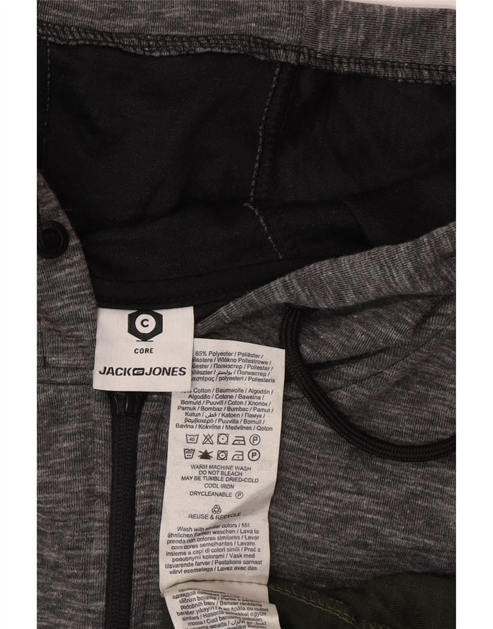 Jack & Jones Herren-Kapuzenpullover mit Reißverschluss, 2XL, grünes Farbblock-Polyester