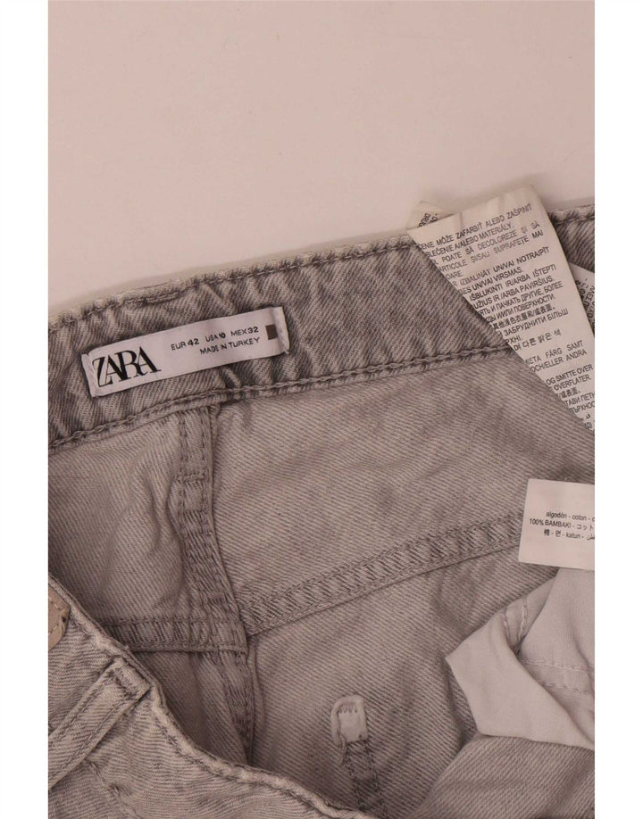 Zara Damen Straight Jeans EU 42 Large W32 L28 Graue Baumwolle