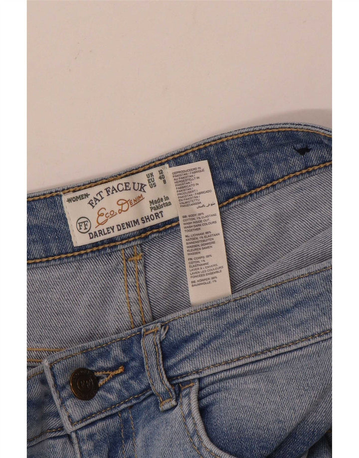 Fat Face Damen-Jeansshorts im Used-Look, UK 12, Mittel W30, Blau, Baumwolle