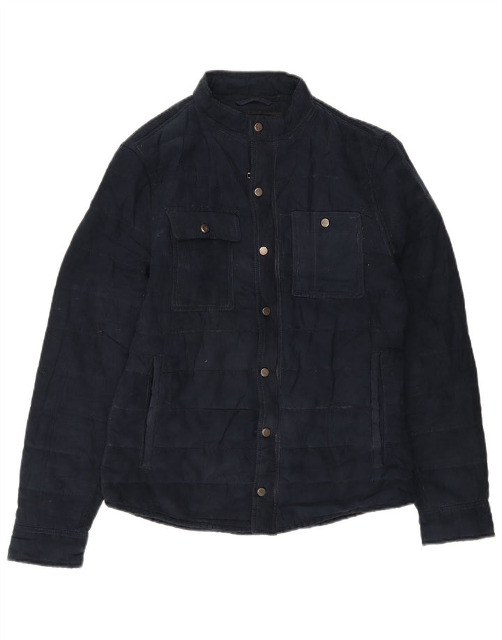 Zara Herren Utility Jacke UK 36 Small Marineblau Polyester