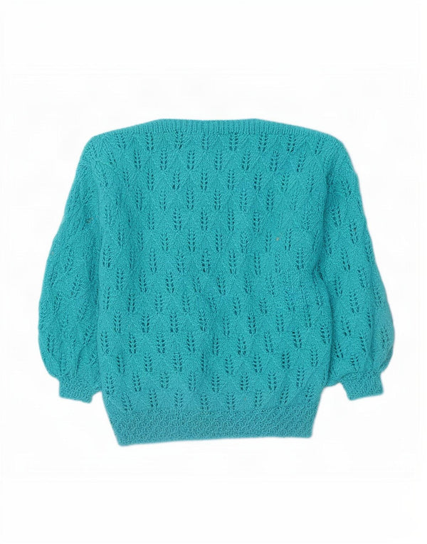 Vintage Damen Pullover mit U-Boot-Ausschnitt, UK 16, Groß, Blau
