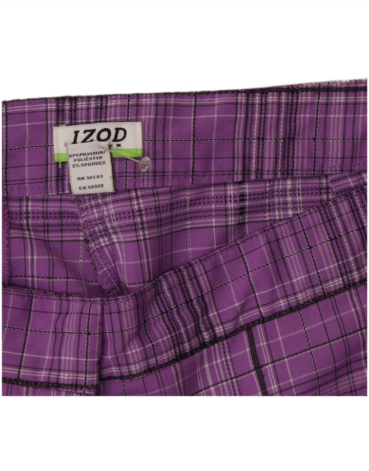 Izod Damen Bermudashorts US 16 2XL W34 Lila kariertes Polyester