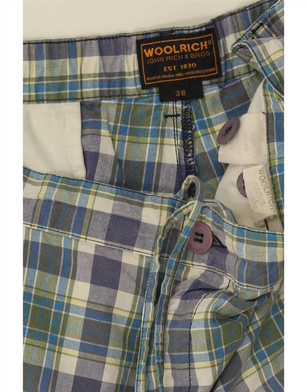 Woolrich Herren Regular Chino Shorts W38 XL Mehrfarbig karierte Baumwolle