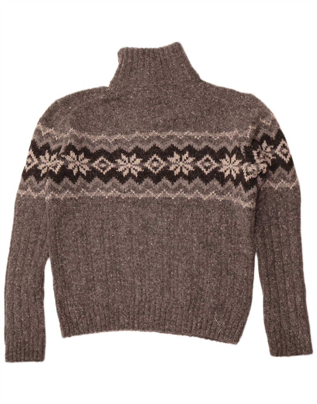 Marks & Spencer Herren-Pullover mit Knopfkragen, groß, graue Fair-Isle-Wolle