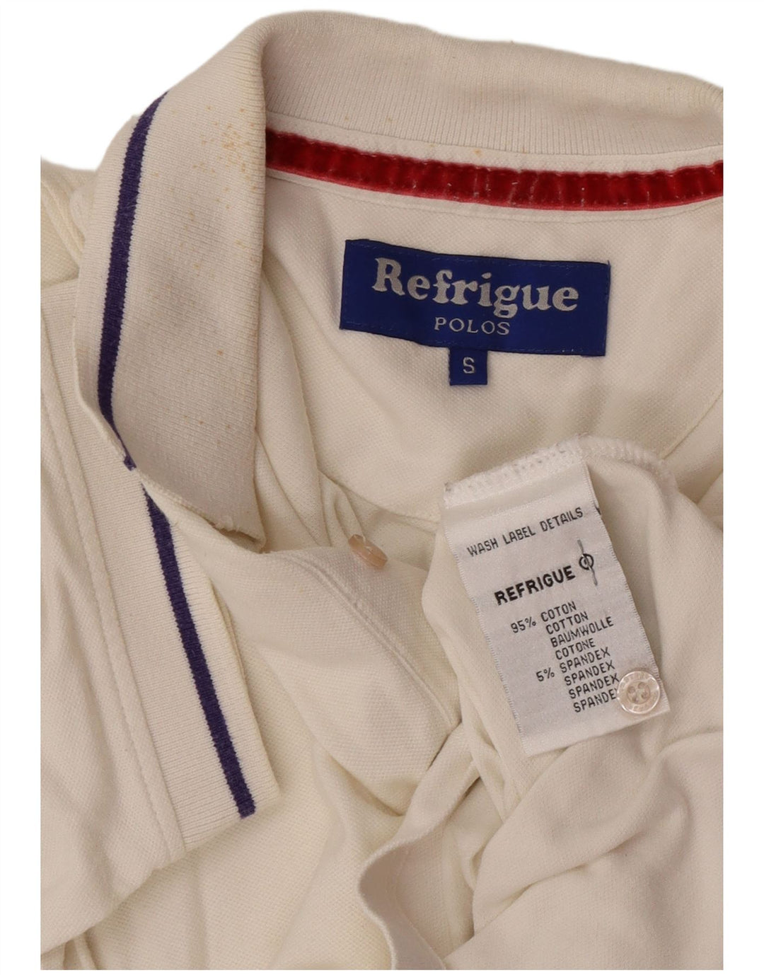 Refrigue Herren-Poloshirt, Größe S, weiße Baumwolle