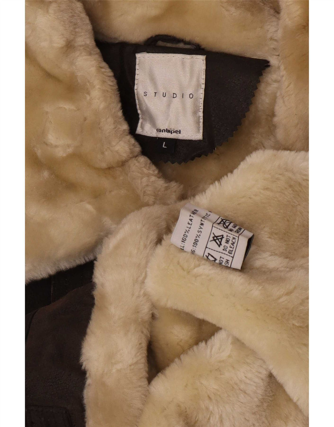 Conbipel Damen Shearling Jacke UK 16 Large Braunes Leder