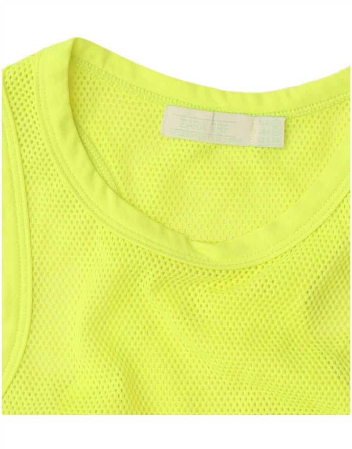 Zara Damen Weste Top UK 12 Mittelgrünes Polyamid