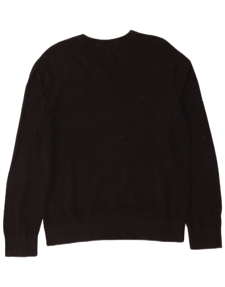 Gap Herren-Pullover mit V-Ausschnitt, groß, aus schwarzer Baumwolle