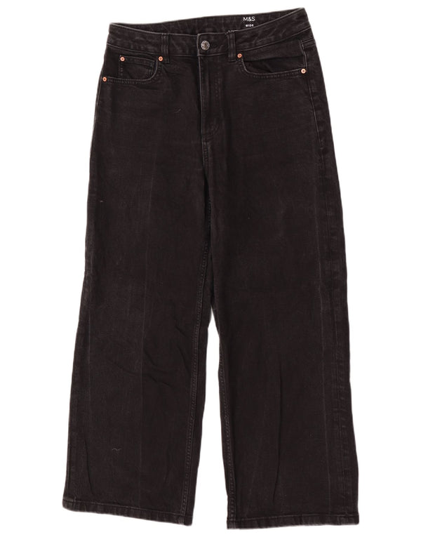 Marks & Spencer Damen-Jeans mit weitem Bein, UK 12, M, W30, L28, schwarze Baumwolle
