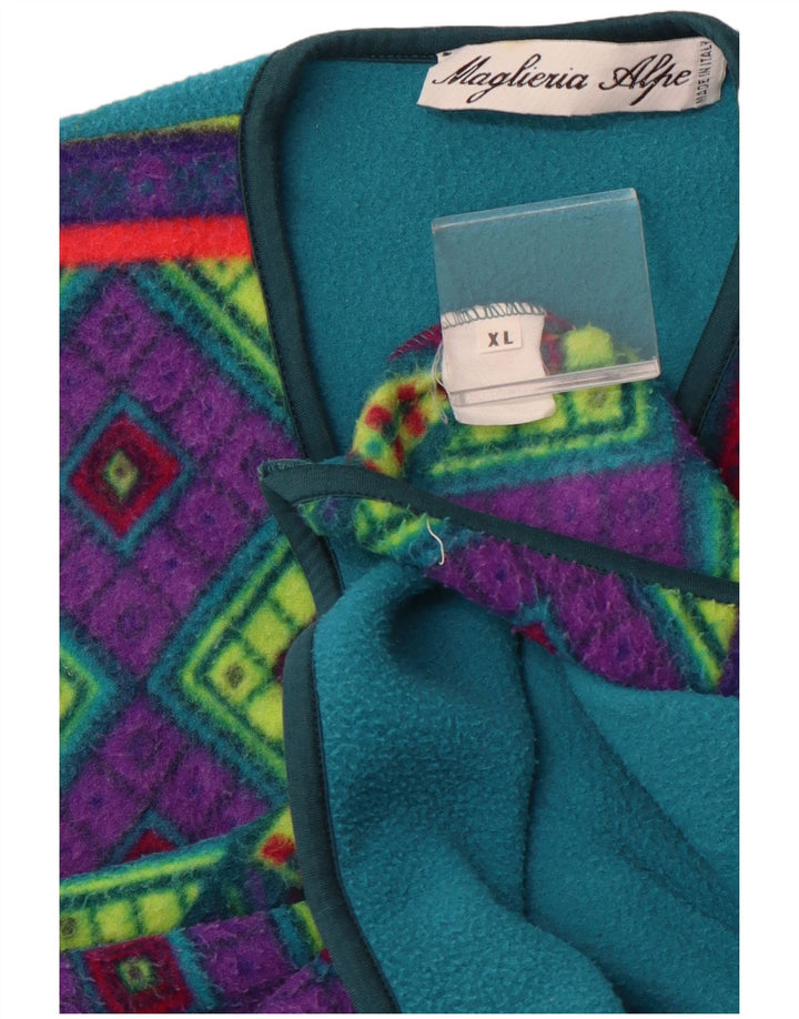 VINTAGE Herren Fleeceweste UK 42 XL Mehrfarbig Geometrisch