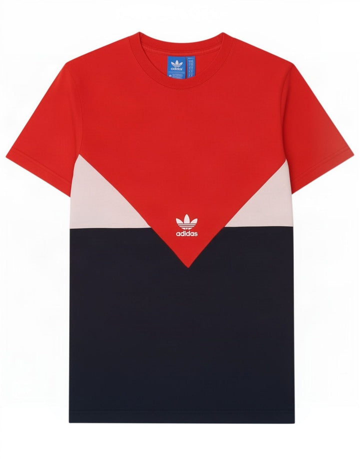 Adidas Herren T-Shirt Top Mittelrot Colourblock Baumwolle
