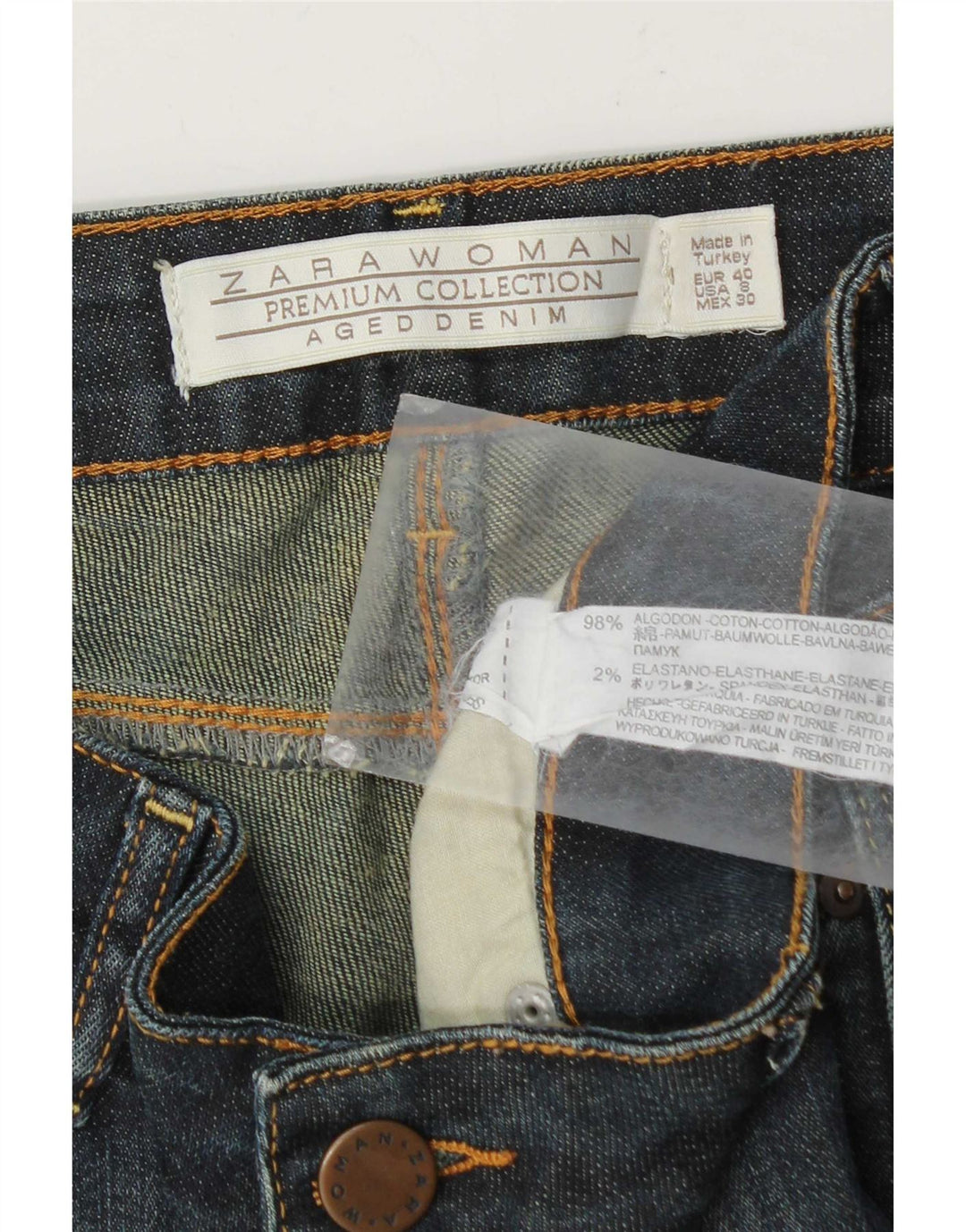Zara Damen Distressed Slim Jeans EU 40 Medium W30 L31 Marineblau Baumwolle