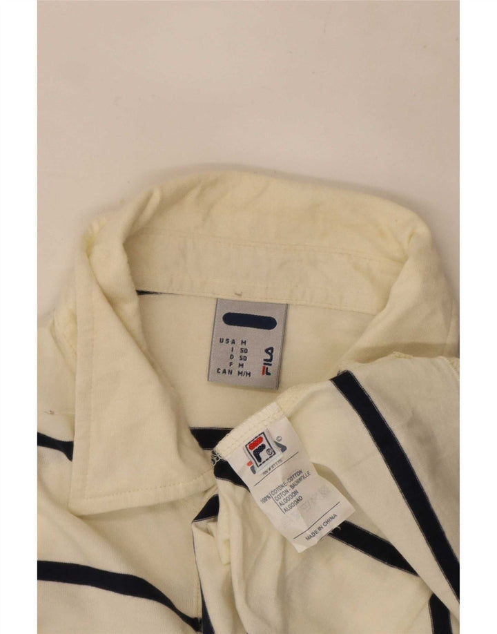 Fila Herren-Langarm-Poloshirt aus mittelgrauer, gestreifter Baumwolle