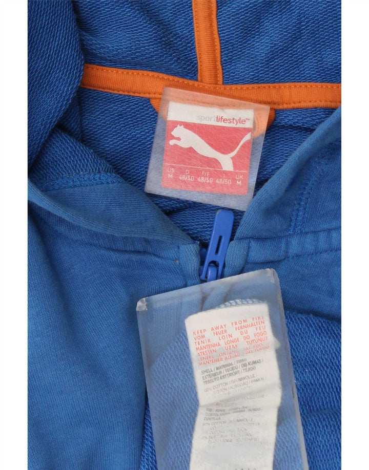 Puma Herren-Kapuzenpullover mit grafischem Reißverschluss, mittelblaue Baumwolle