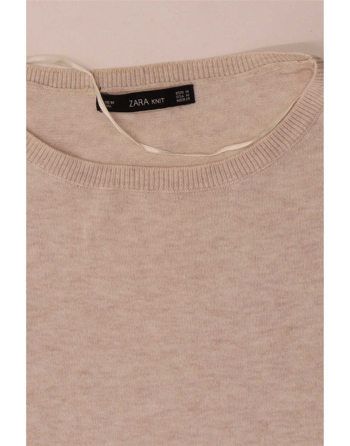 Übergroßer Pullover mit U-Boot-Ausschnitt von Zara für Damen, Gr. 14, Mittelbeige