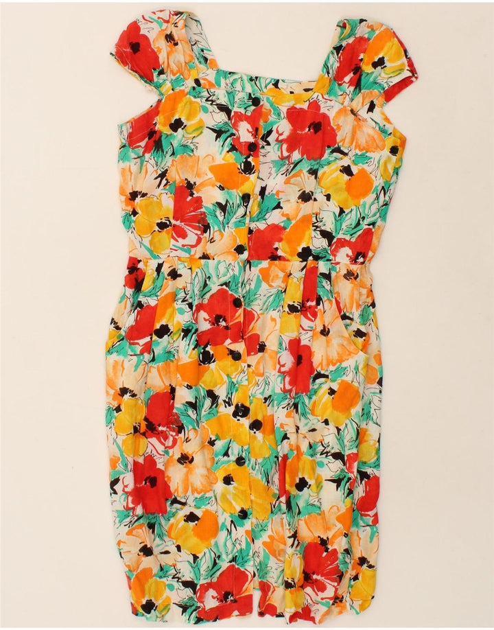 VINTAGE Womens Sheath Dress UK 12 Medium Multicoloured Floral Vintage Vintage and Second-Hand Vintage from Messina Hembry 