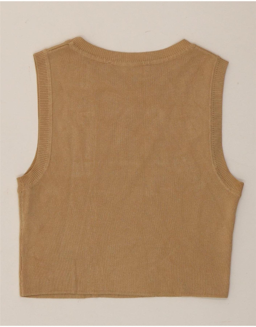Zara Damen Crop Vest Tank Top UK 12 Mittelbraune Viskose