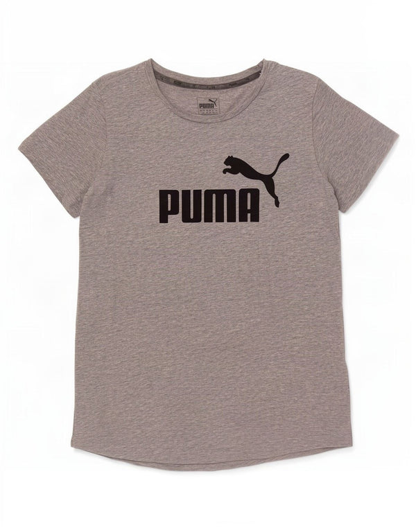 Puma Womens Graphic T-Shirt Top UK 14 Große grau gefleckte Baumwolle