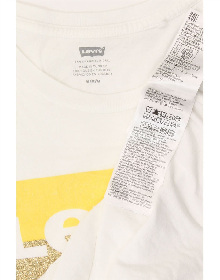Levi's Womens Graphic T-Shirt Top UK 14 Mittelweiße Baumwolle