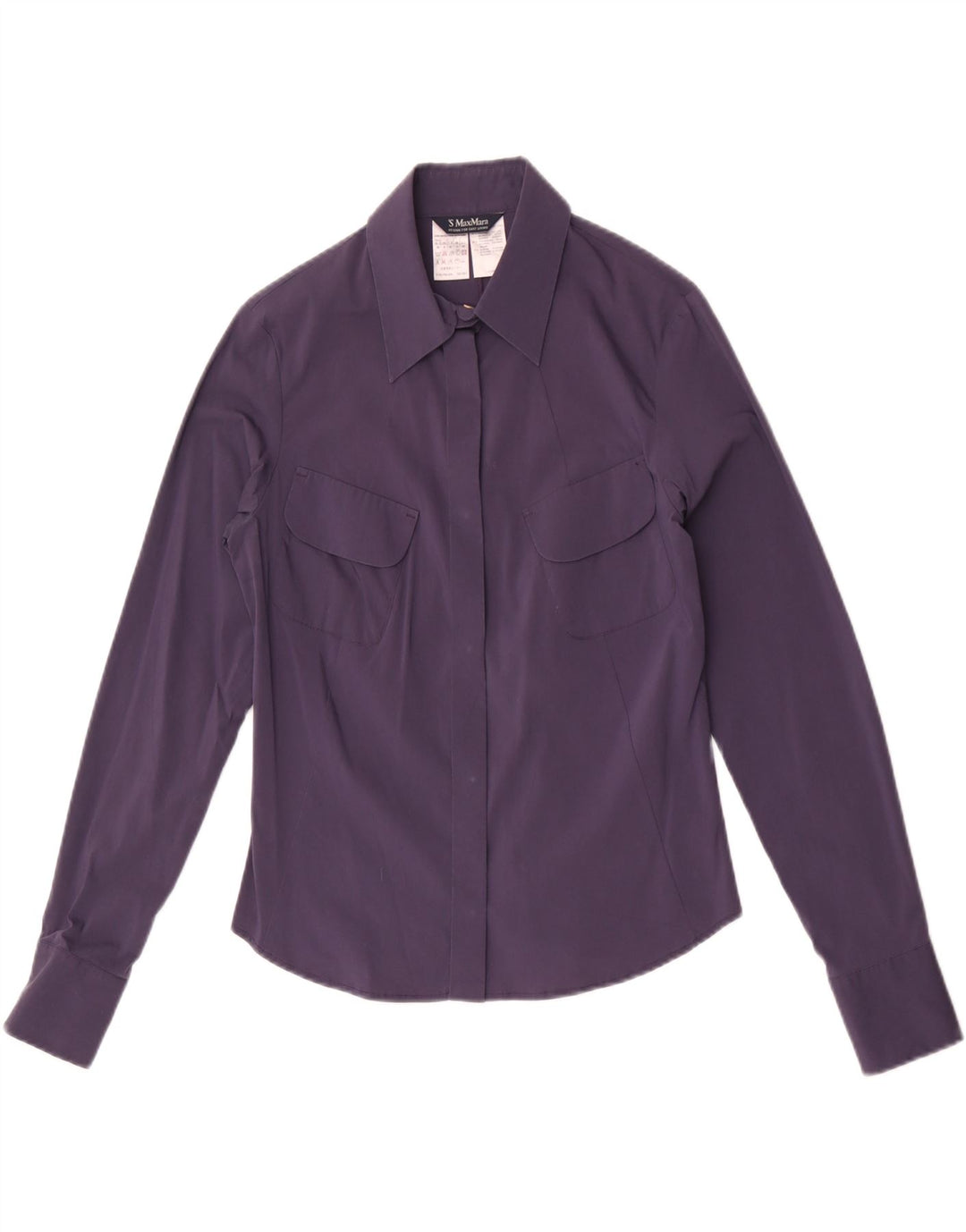 Max Mara Damen-Hemd UK 10 Small Lila Baumwolle
