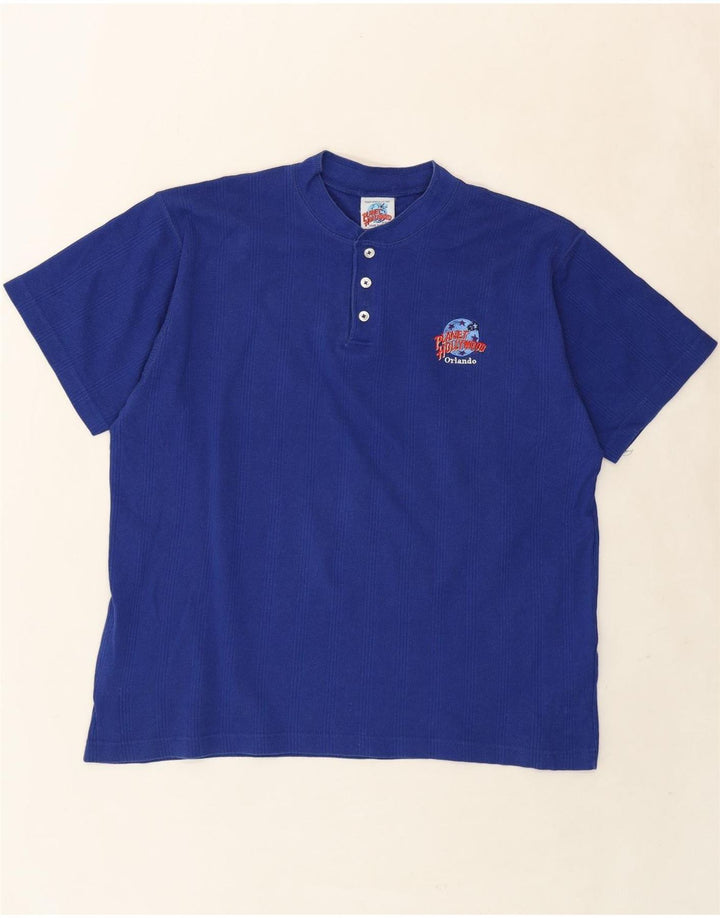 PLANET Mens T-Shirt Top XL Blue Cotton Vintage Planet and Second-Hand Planet from Messina Hembry 