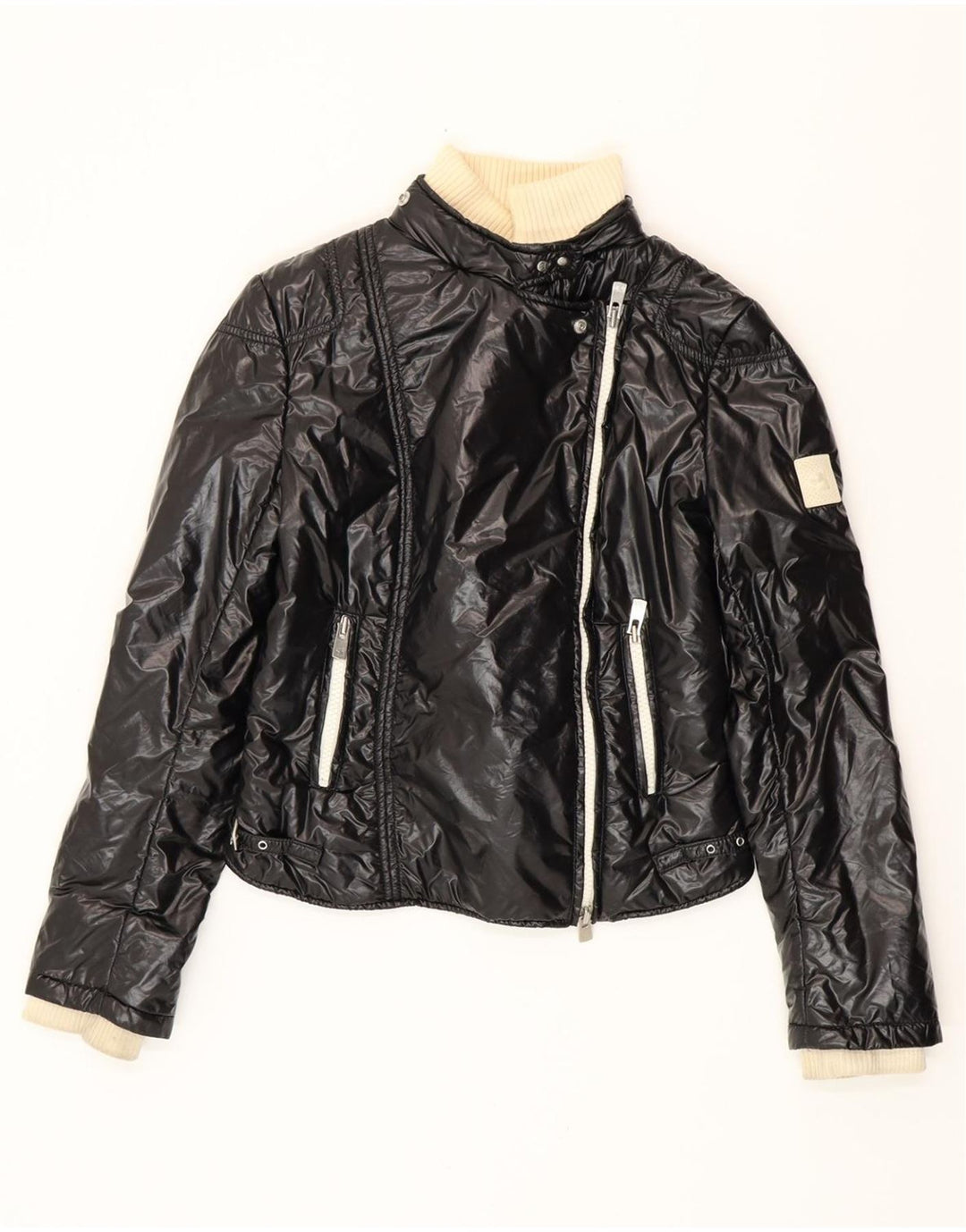 MONTECORE Damen Crop Wattierte Jacke IT 42 Mittelschwarzes Polyamid