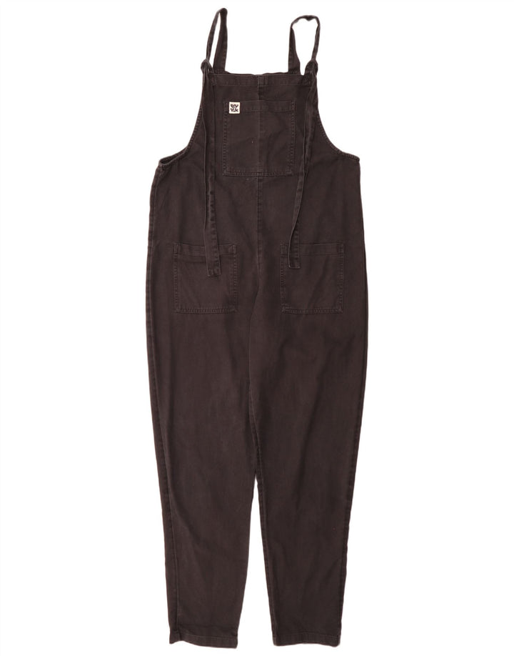 Lucy & Yak Damen Langer Latzhose-Overall UK 12 Mittelschwarze Baumwolle