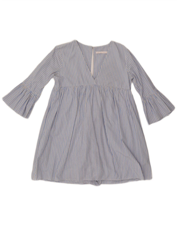 ZARA Damen Playsuit mit 3/4-Ärmeln, UK 10, Größe S, blau gestreift
