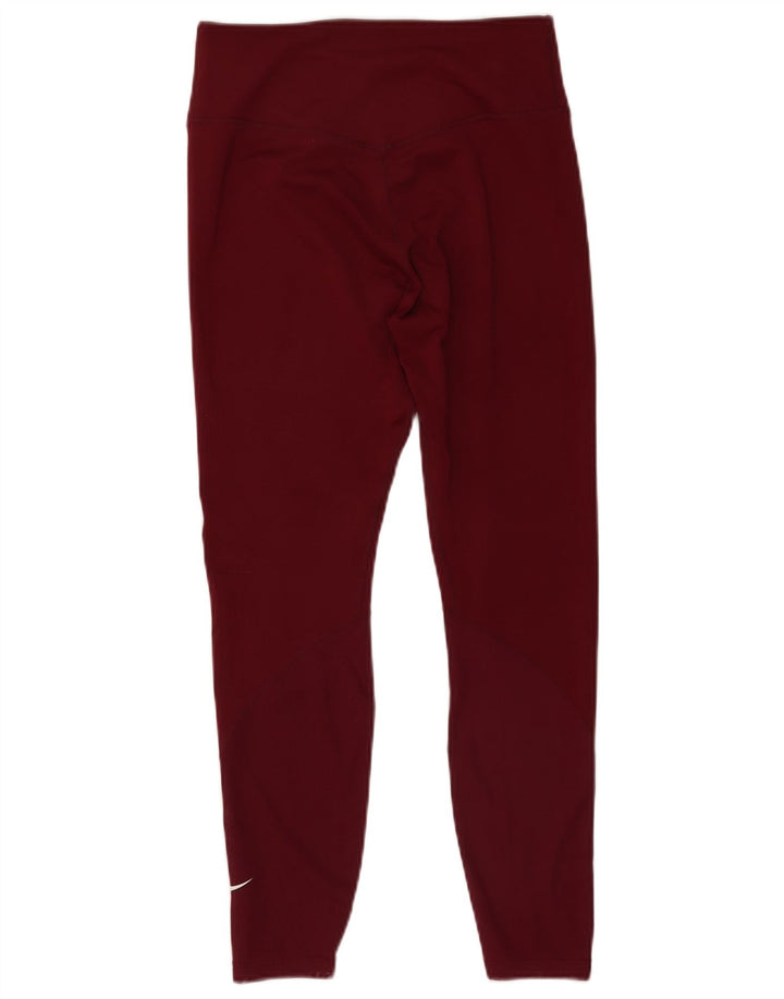 Nike Damen Dri Fit Leggings UK 12 Medium Burgund Polyester