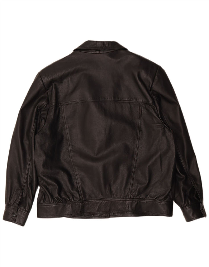 Vintage Damen Bomber Lederjacke UK 18 XL Schwarz