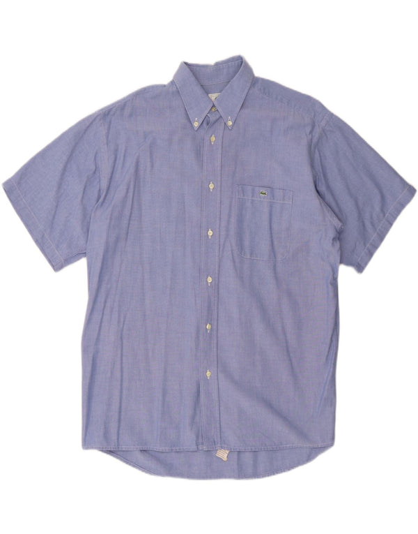 Lacoste Herren-Kurzarmhemd, Größe 42, große blaue Baumwolle