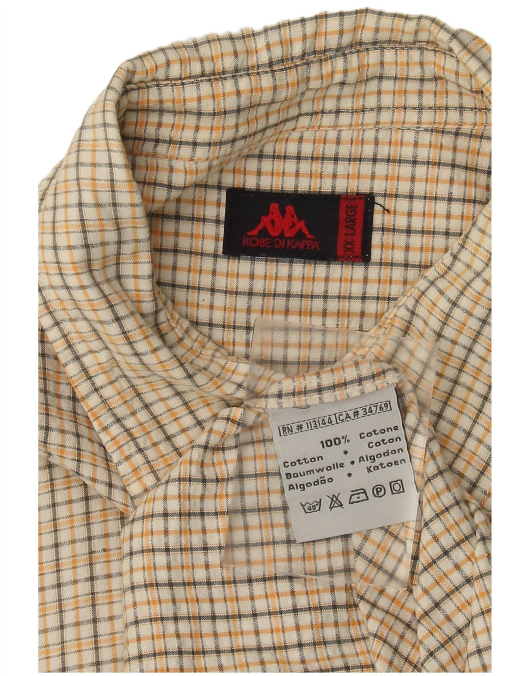 KAPPA Herren Kurzarmhemd 2XL weiß kariert Baumwolle