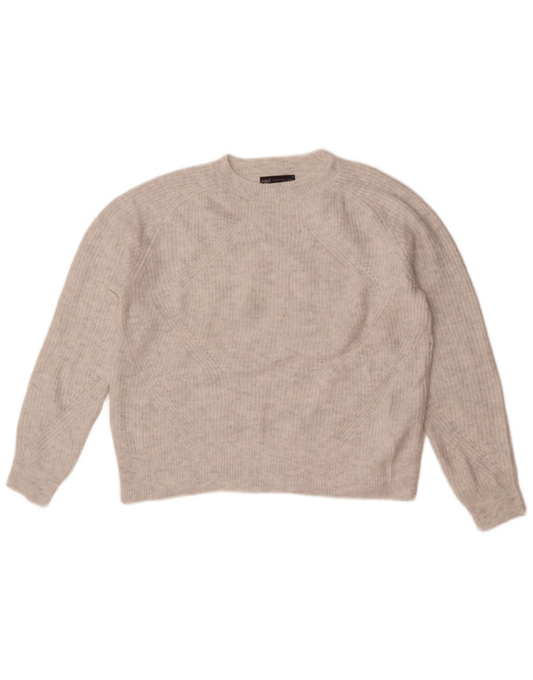 Marks & Spencer Damen-Pullover mit Rundhalsausschnitt, UK 14, mittelgraues Acryl