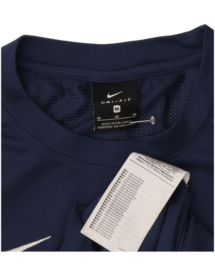 Nike Herren Dri Fit T-Shirt-Oberteil Mittelgroßes marineblaues Farbblock-Polyester