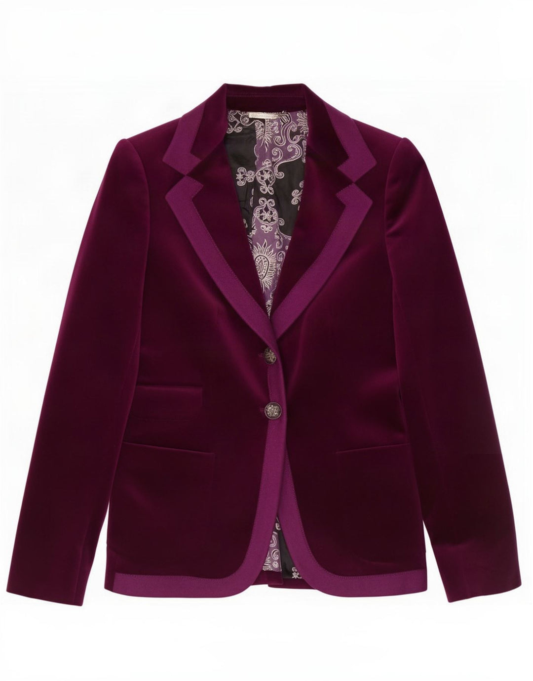 Massimo Dutti Damen-Blazerjacke aus Samt mit 2 Knöpfen, EU 36, XS, kastanienbraune Baumwolle