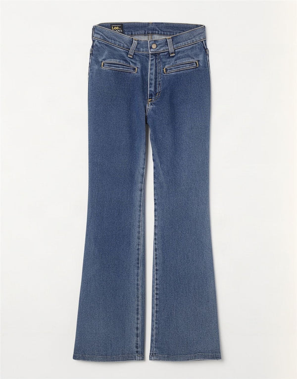 Lee Damen Bootcut-Jeans W26 L31 Blaue Baumwolle