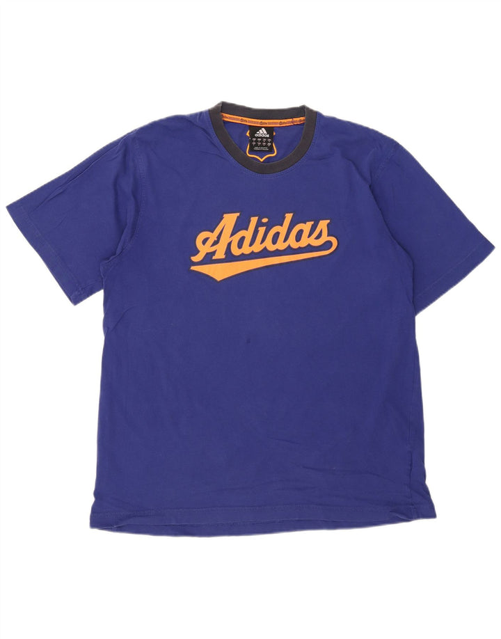 Adidas Herren Grafik-T-Shirt aus mittelblauer Baumwolle