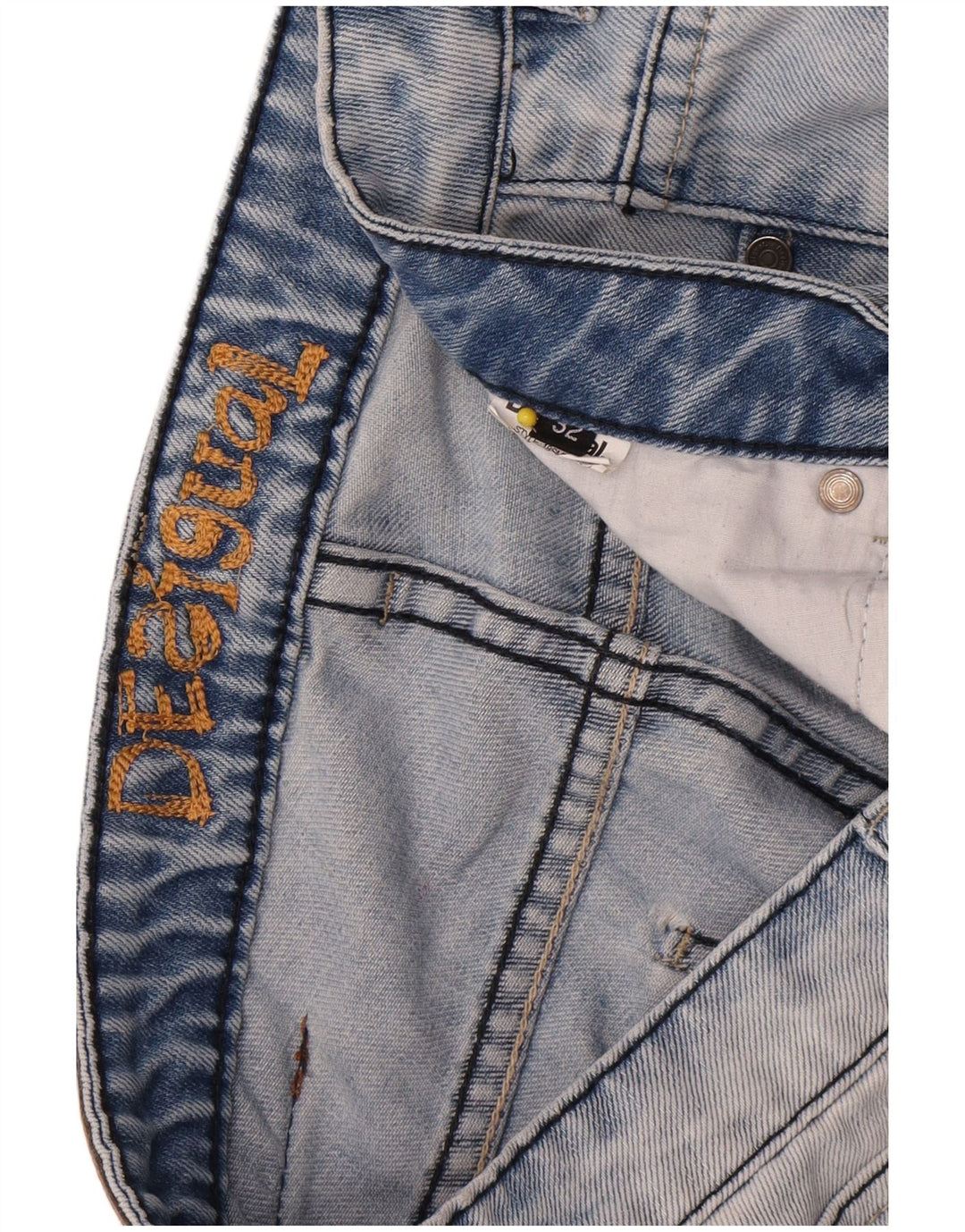 Desigual Herren Distressed Denim Shorts W32 Mittelblau