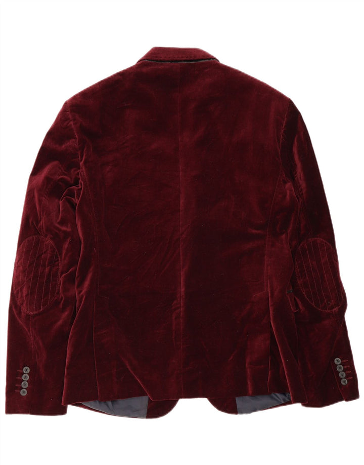 Zara Herren-Blazer aus Samt mit 2 Knöpfen, EU 52, groß, Burgunderrot