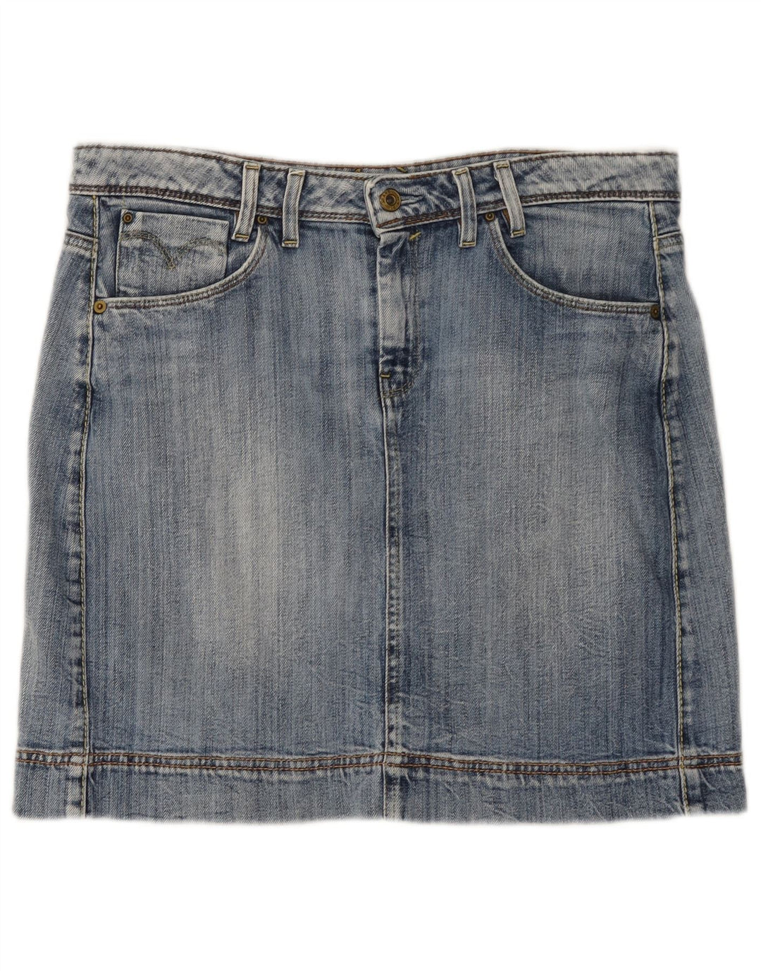 LEVI'S Damen-Mini-Jeansrock, Größe L, W34, Blau, Baumwolle