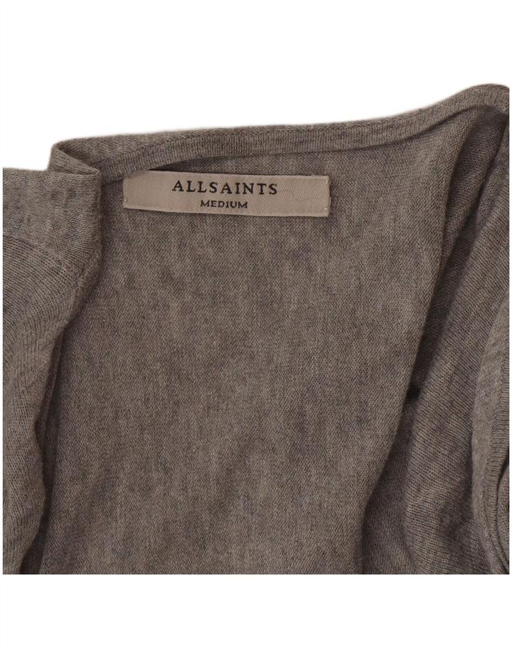 All Saints Damen-Pullover, übergroß, V-Ausschnitt, UK 14, Mittelgrau