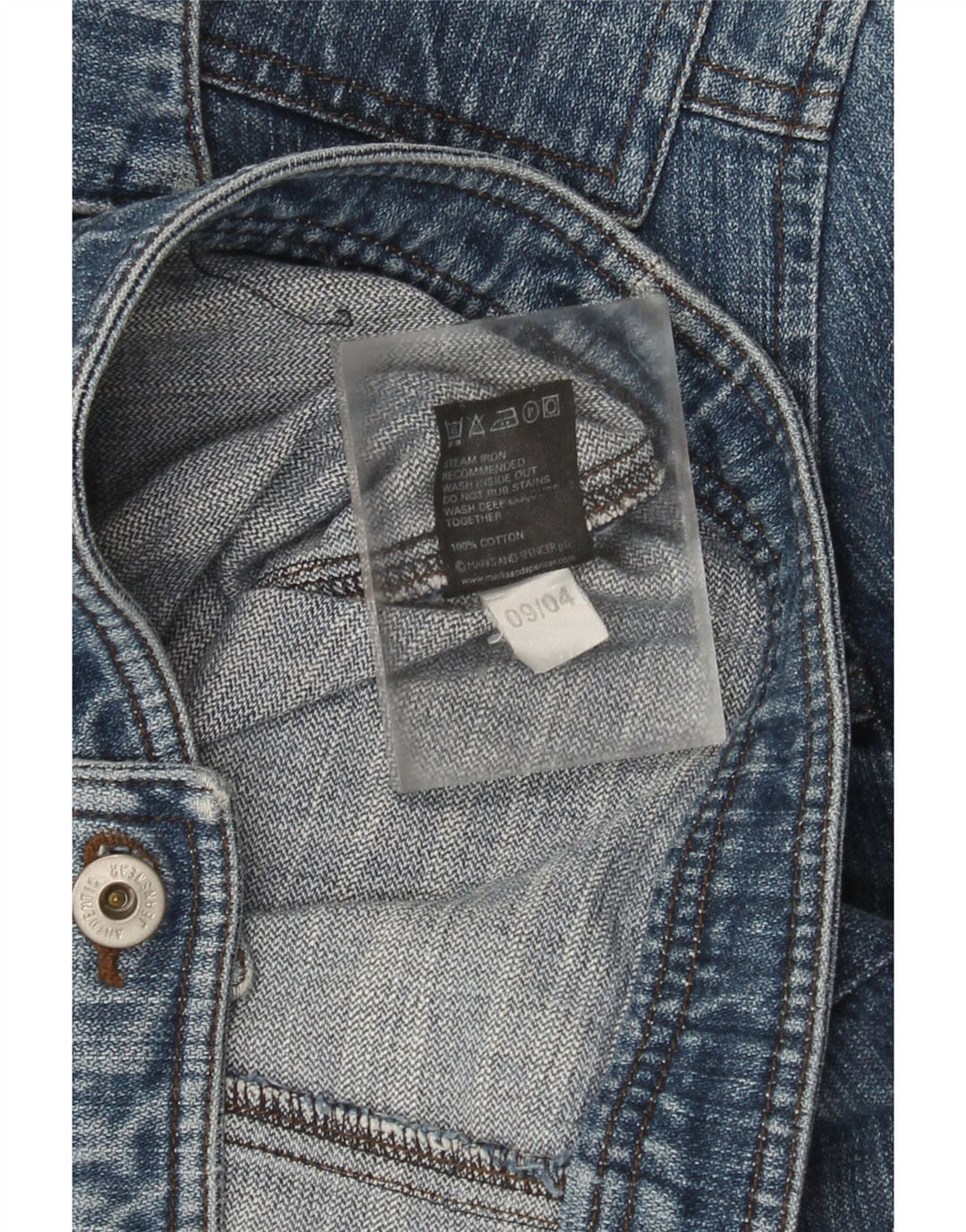 Marks & Spencer Damen Jeansjacke UK 12 Mittelblaue Baumwolle
