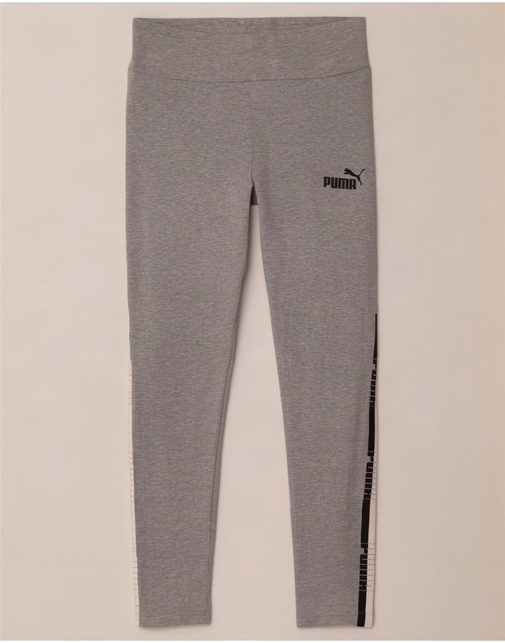 Puma Womens Graphic Leggings UK 10 Small Graue Colourblock-Baumwolle