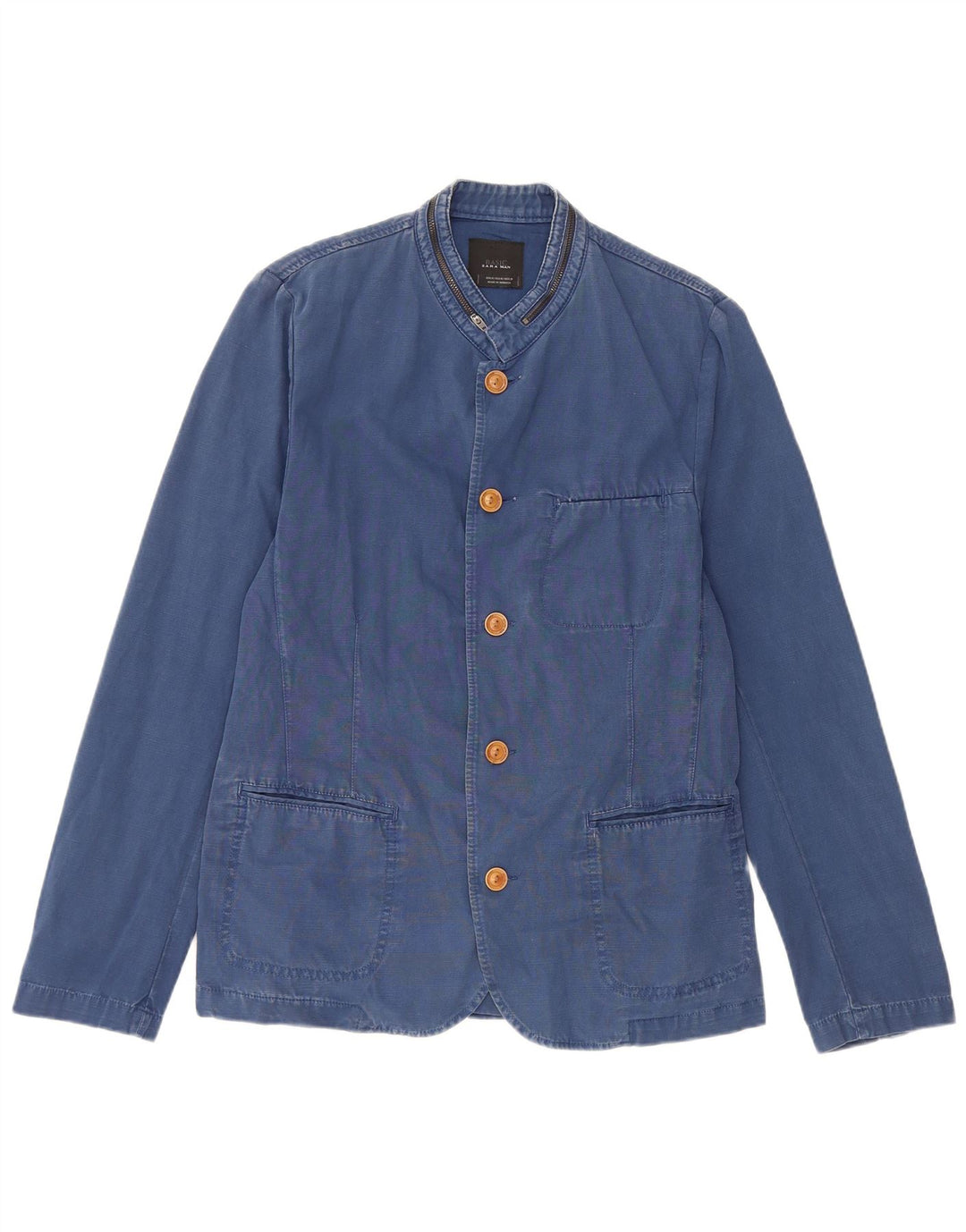 Zara Herren 5-Knopf-Blazerjacke UK 38 Mittelblau