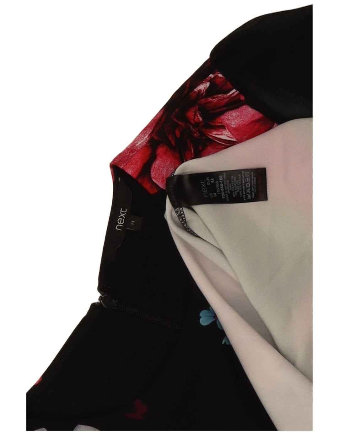 Next Langarm-Etuikleid für Damen, Gr. 44, Größe L, Schwarz, Blumenmuster, Polyester
