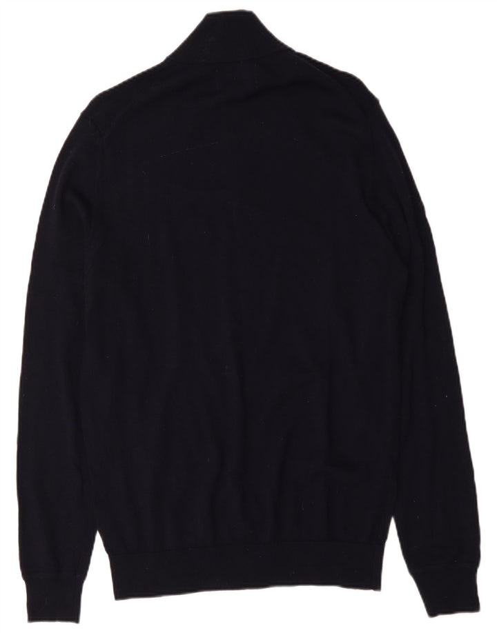 Marks & Spencer Herren-Pullover mit Reißverschluss am Hals, mittelmarineblaue Merinowolle
