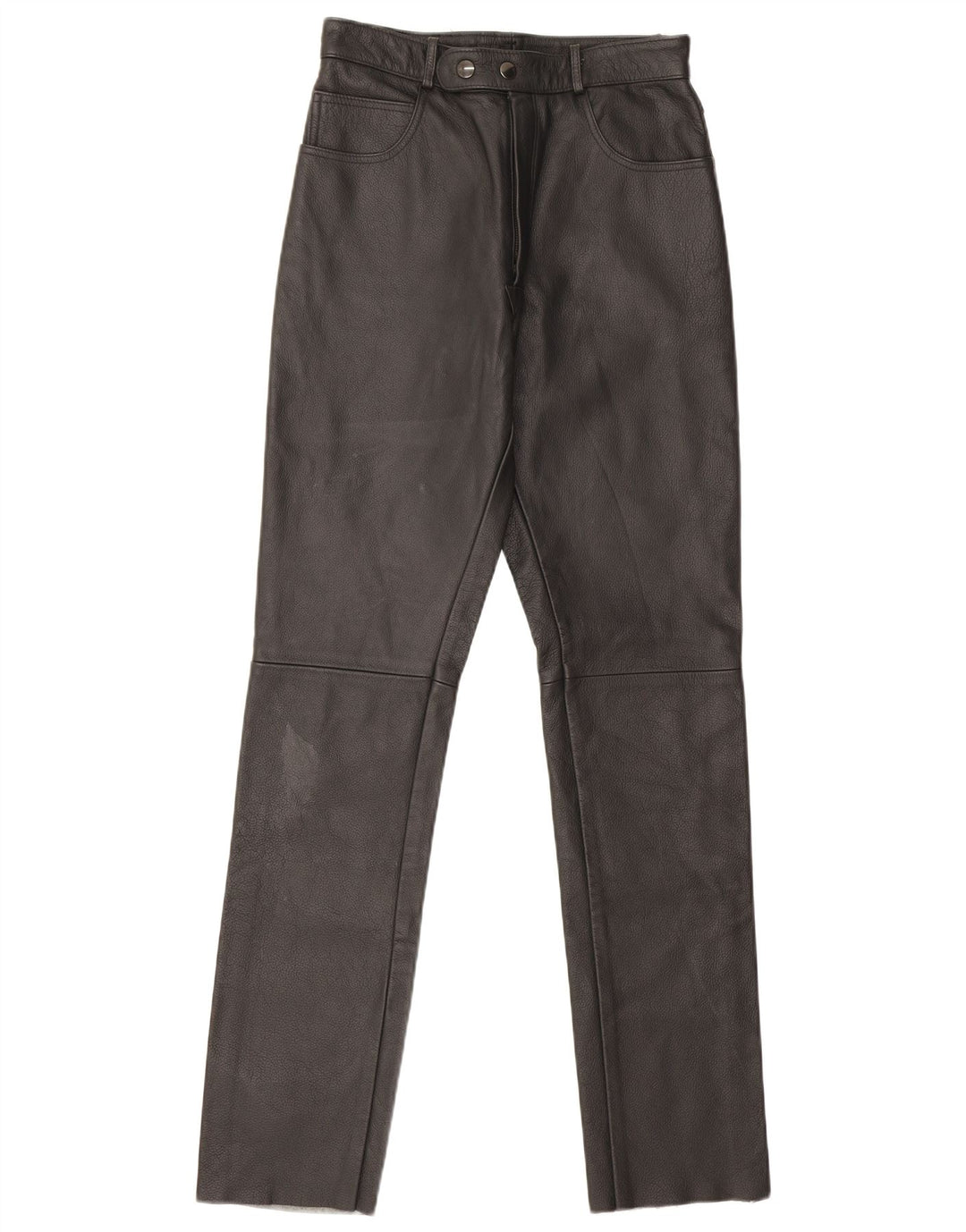 Vintage Damen gerade Lederhose W26 L32 Schwarz